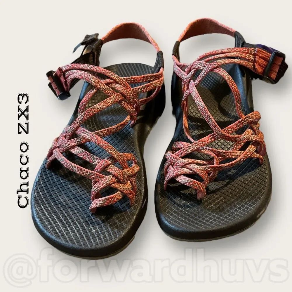 Chaco Triple Strap Sandals with Tie Support | Women's Size 7